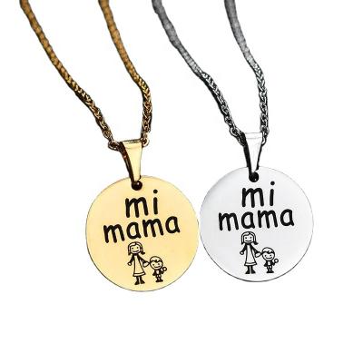 China Personalized Hot CLASSIC Simple Tour Gold MI Dangle Mum Engraved Necklace for sale