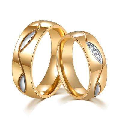 China Wholesale CLASSIC Gold Stainless Steel Exotic Classic Gold Plated Ring Couples Jewelry for sale