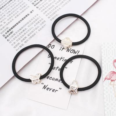 China Girls Black Hair Band Around New Heart Animal Hair Bungee Bands Hair Rubber Band for sale