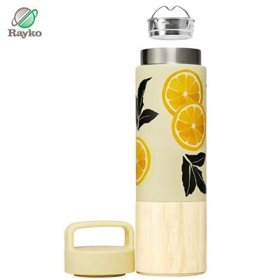 China Business BPA FREE Material Double Wall Vacuum Water Flask With 304 Bamboo Outer Inner With Infuser for sale