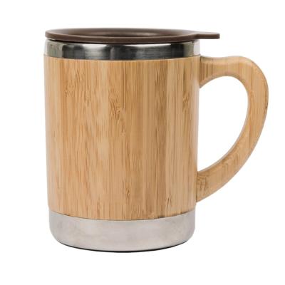 China 100% Sustainable Bamboo Wooden Coffee Mug Stainless Steel Coffee Tea Cup Eco - Friendly for sale