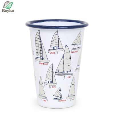 China Cute High Quality Business Enamel Mug Without Handle Great For Indoor And Outdoor Activity for sale