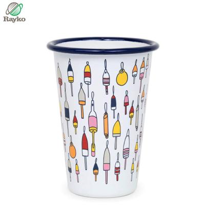 China Cute printing single wall business enamel cup bpa free material cup suitable for household for sale