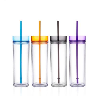 China 16oz Sustainable Plastic Double Wall Lid And Insulated Straw Colorful Cup, Beverage Cup. for sale