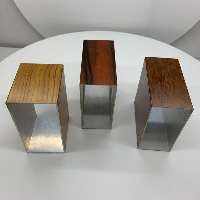 China Decorations wood grain aluminum extrusion profile for furniture/wardrobe/window/door/cabinet for sale