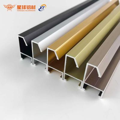 China Guangdong Decorations Customized Brush Gold Decorative Aluminum Frame Extrusion Profile For Picture / Mirror for sale