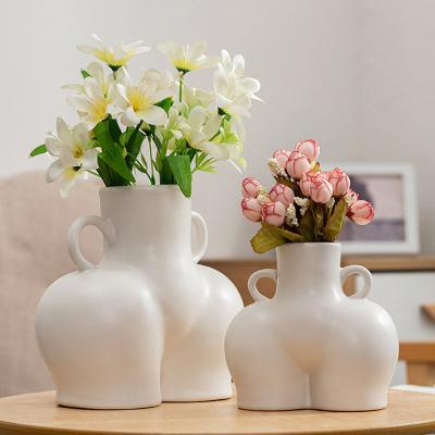 China New Europe Shape Nordic Female Body Butt Flower Vase Art Statue Ceramic Vase For Home Ministry Decoration Sculpture for sale