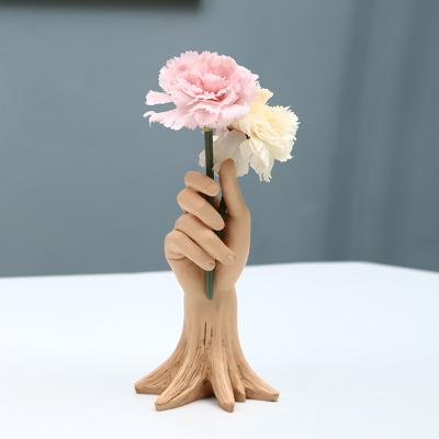 China Europe Resin Flower Planters Hands Form Vase Garden Pots Containers Sculpture Desktop Decoration for Home Office for sale