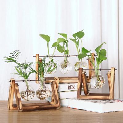 China Mini Greenhouse Desktop Hydroponic Glass Vase Planter Vase Metal Swivel Holder Metal Swivel Holder Garden Wedding Decor for sale