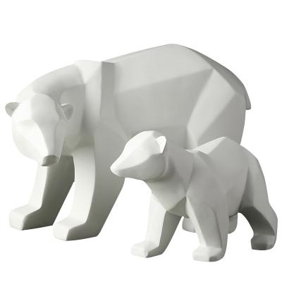 China Europe Geometric Bear Sculpture Resin Polar Bear Statue Fashion Desktop Ornaments Modern Abstract Bear Figurines for sale