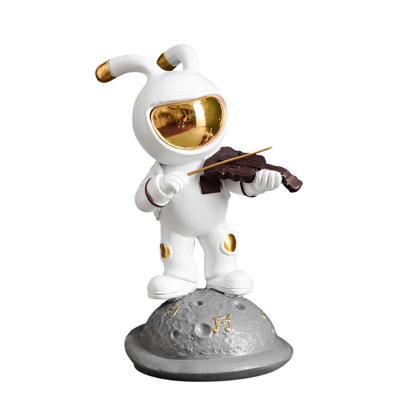 China Europe Band Astronaut Resin Space Figurines Rabbit Statue Home Office Children's Room Decoration Creative Desktop Gift for sale