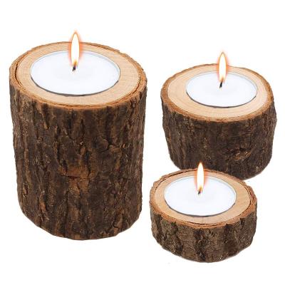 China Home Decoration Tea Light Holders Personalized Wooden Tealight Candle Holder for Rustic Wedding Party Birthday Holiday Decoration for sale