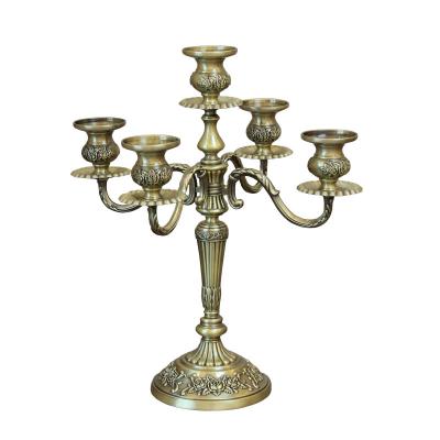 China 3 Metal Retro Weddings Home Decoration 5 A.M. Candle Holder Candelabra Wedding Romantic Bronze Candlestick Dinner for sale