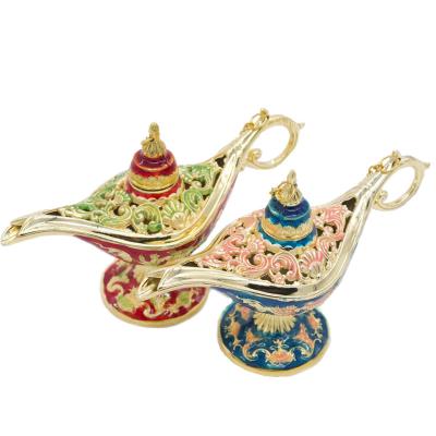 China Europe Metal Genie Magic Lamp Pot Retro Wishing Oil Lamp Genie Lamp Incense Burner Home Decoration Gift for sale