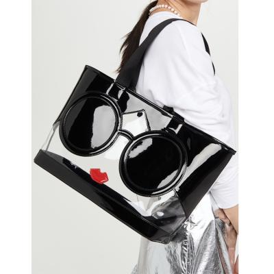 China ENGLAND STYLE High Quality Designer Cartoon Cute Beauty Luxury Handbags Clear TPU Transparent Beach Jelly Shoulder Bag for sale