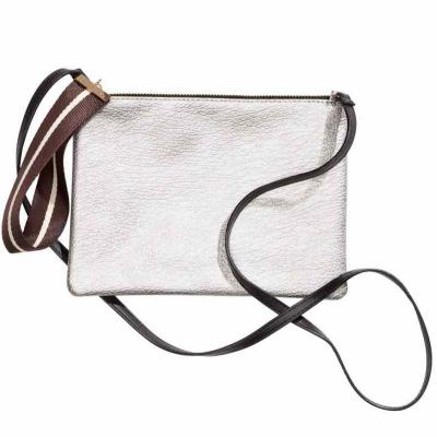 China ENGLAND STYLE Trend Eco Friendly Customizable Silver Color Metallic Faux Leather Zipper PU Cross Body Bag for sale