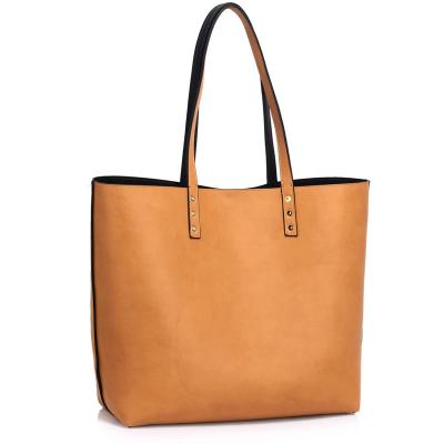 China Reversible Compound PU Leather Shopping Bag Casual Fashion Tote Bag Large Tote Bags for sale