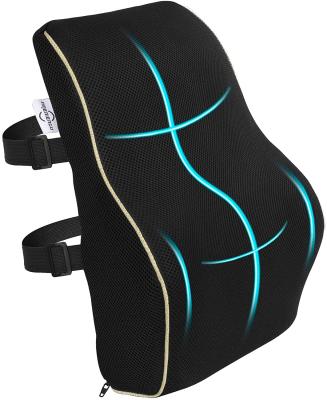 China Custom Massage Brand Embroidery Cushion Covers Memory Foam Support Car Office Chair Lumbar Back Cushion for sale