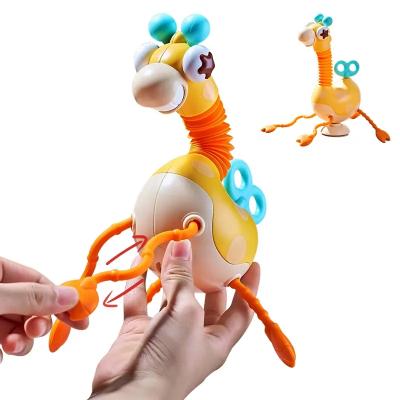 China Sensory Toy Baby Soft Toys Interactive Baby Sports Silicone Toy Fidget Giraffe Pull String Montessori for sale