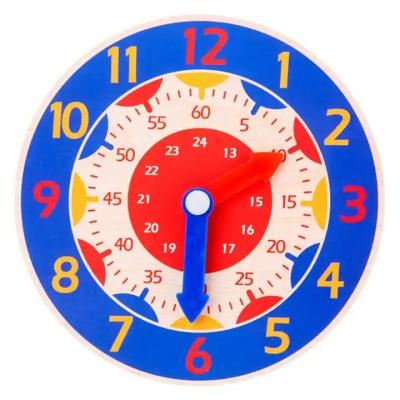 China Early Education Wooden Clock Toys Hour Minute Second Knowledge Colorful Clocks Toys For Children for sale