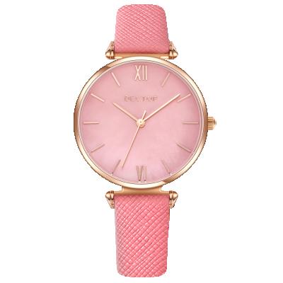 China custom logo leather band watches in wristwatches bs quartz slim stainless steel famous brand modern lady pink luxury watch women for sale