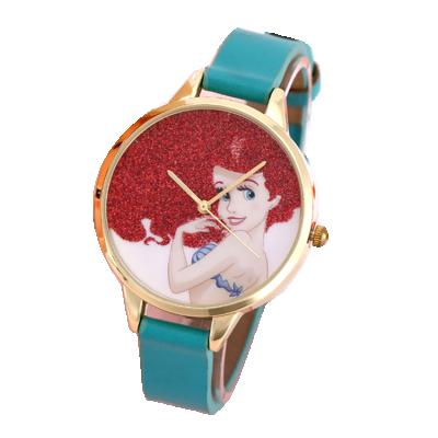 China Shiny Dial Green Leather Children Watches Wrist Simple Kids Cartoon Gift Watches for sale