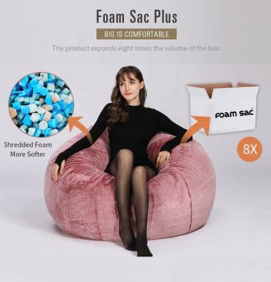 China Removable Blanket FOAM BAG Compressed Large Circle Foam Sofa Bed Round Modern Bean Bag Custom Furry Furry Lazy Bag for sale