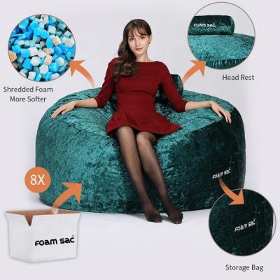 China Removable FOAM BAG Cover Couch Bean Bag Chair Indoor Round Sofa Bed Chair for sale