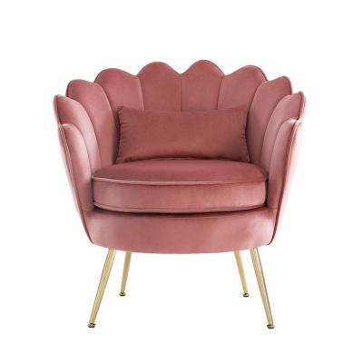 China Adjustable (Size) Upholstered Sofa Accent Chair For Living Metal Legs Simple Design Metal Legs Modern Nordic Armchair Velvet Fabric Pink Gold Room for sale