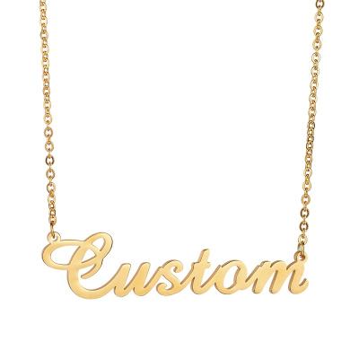 China Customized Private Nameplate Name Necklace 18k Gold Plated Ladies Jewelry Clavicle Chain Environmental Friendly Stainless Steel Pendant Chain Necklace for sale