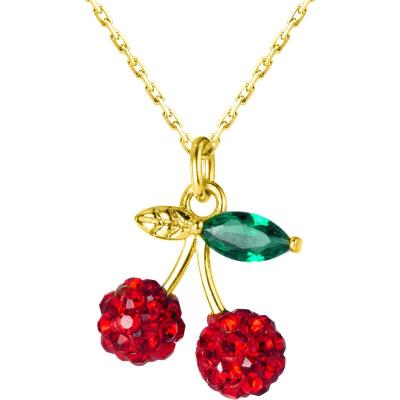 China Cute Exquisite Korean Version of Real Gold Plating Cherry Necklace Ear Hook Pendant Hot Style Gold Plated Jewelry for sale