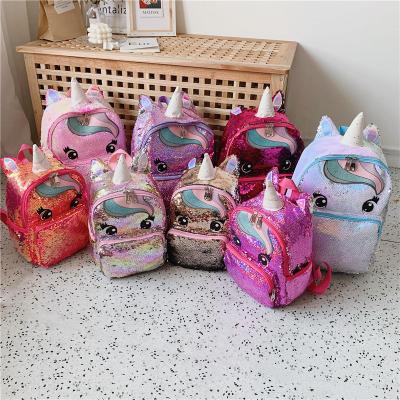 China Waterproof 2021 Wholesale Fashion Fabric School Bags Unicorn School Backpacks For Girls ChildrenTeenagers for sale