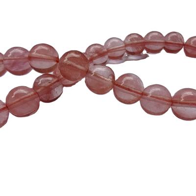 China Stone Round Beads Strawberry Quartz Gemstone Loose Bead For Jewelry Making Bracelet Necklace Earring for sale