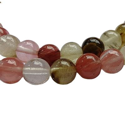 China Wholesale Tiger Cherry Quartz Round Stone Beads For Jewelry Bracelet Necklace 4mm 6mm 8mm 10mm 12mm 14mm DIY OEM for sale