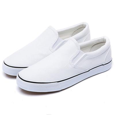 China Anti-slippery Unisex Slip On White Black White Sneakers Canvas Shoes Men for sale