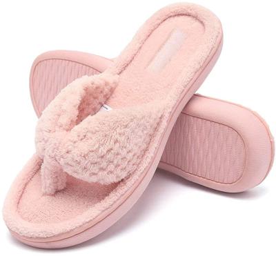 China Women's Slippers Memory Anti-Slip Foam Comfortable Slip On Warm Bedroom Fur Lined Indoor Ladies Slippers Non-Slip Rubber Sole for sale