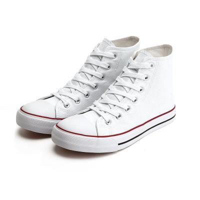 China Anti-slippery High Top Casual White Canvas Lace Custom Shoes Women Fashionable Canvas Sneakers for sale