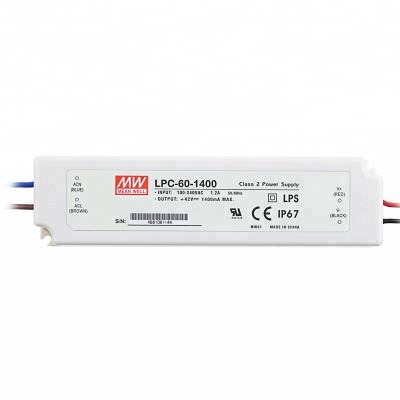 China IP67 meanwell LPC-60-1400 60w 1400ma constant current waterproof electronic led driver LPC-60-1400 for sale