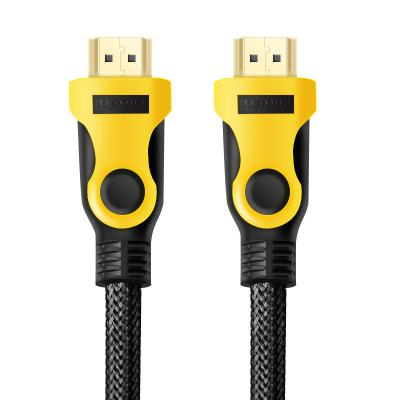 China Durable Insulator Black yellow Pin Gold HDMI Cable 10FT NYLON HDMI 1.4 Cable For TV for sale