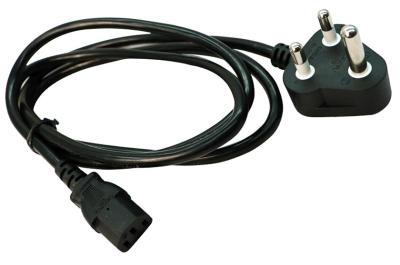 China South Africa 10A/16A  3pin black  power cable  0.5m-10m copper power cord for sale