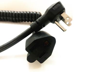 China American 3pin black extension spring power cable 10A copper power cord for sale