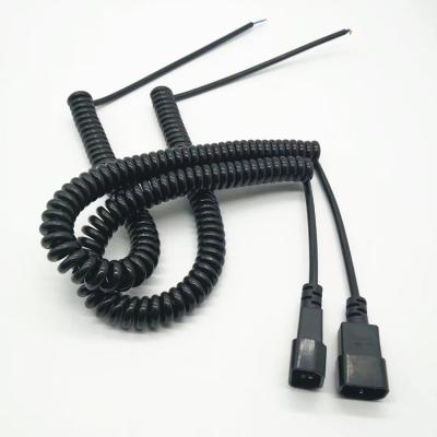 China C14 black  extension spring power cord  0.5m-10m copper power extension cable OEM for sale