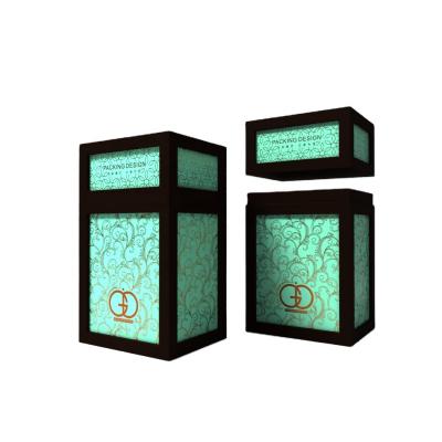 China Handmade Bespoke Design Gift Box Green Cosmetic Packaging Box Arabic Liquor Bottle Luxury Perfume Box for sale