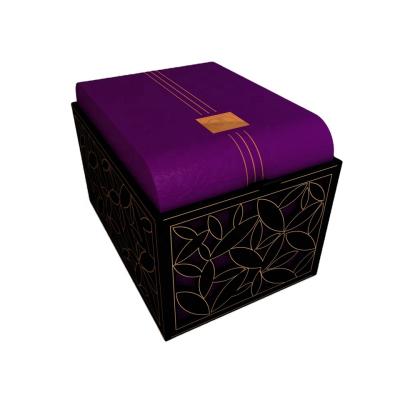 China Handmade Purple Gift Box Flange Shell Perfume Gift Box Velvet Luxury Cosmetic Perfume Box for sale