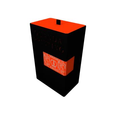 China Handmade Luxury Perfume Gift Box Cosmetic Debossed Drawer Box Perfume Black Orange Paper Box for sale