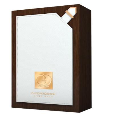 China Modern Design Handmade Texture Paper Box White And Brown Color With Mental Button Tea Beverage Box Packaging for sale