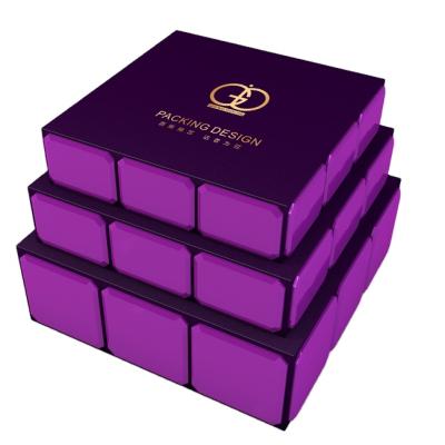 China Handmade Unique Design Purple Perfume Packaging Gift Box Luxury Perfume Box With Foam Insert Perfume Boxes Velvet for sale