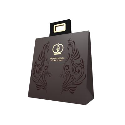 China Handbag Making Apparel Handmade Paper Luxury Packaging Black Gift Shoes Paper Bag Hot Stamping Paper Bag for sale