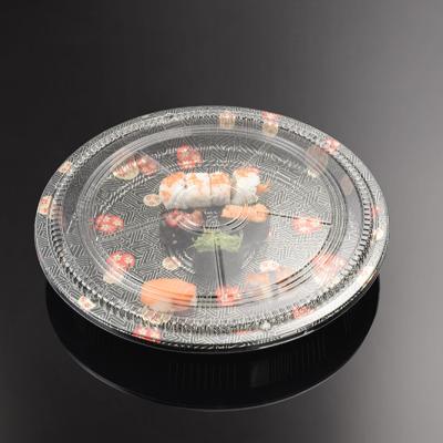 China Wholesale Custom Disposable Disposable Takeaway Food Blister Tray PBS Plastic Round Sushi Packaging Boxes With Clear Lids for sale