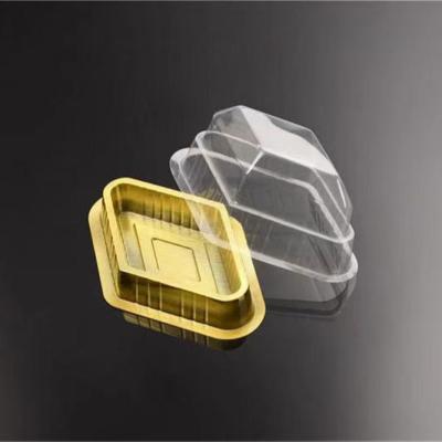 China New Style PVC Gold Round Clear Plastic Cake Eco-friendly Single Tray Mooncake Cake Blister Packaging Box Disposable Moon Cake Blister Packaging for sale